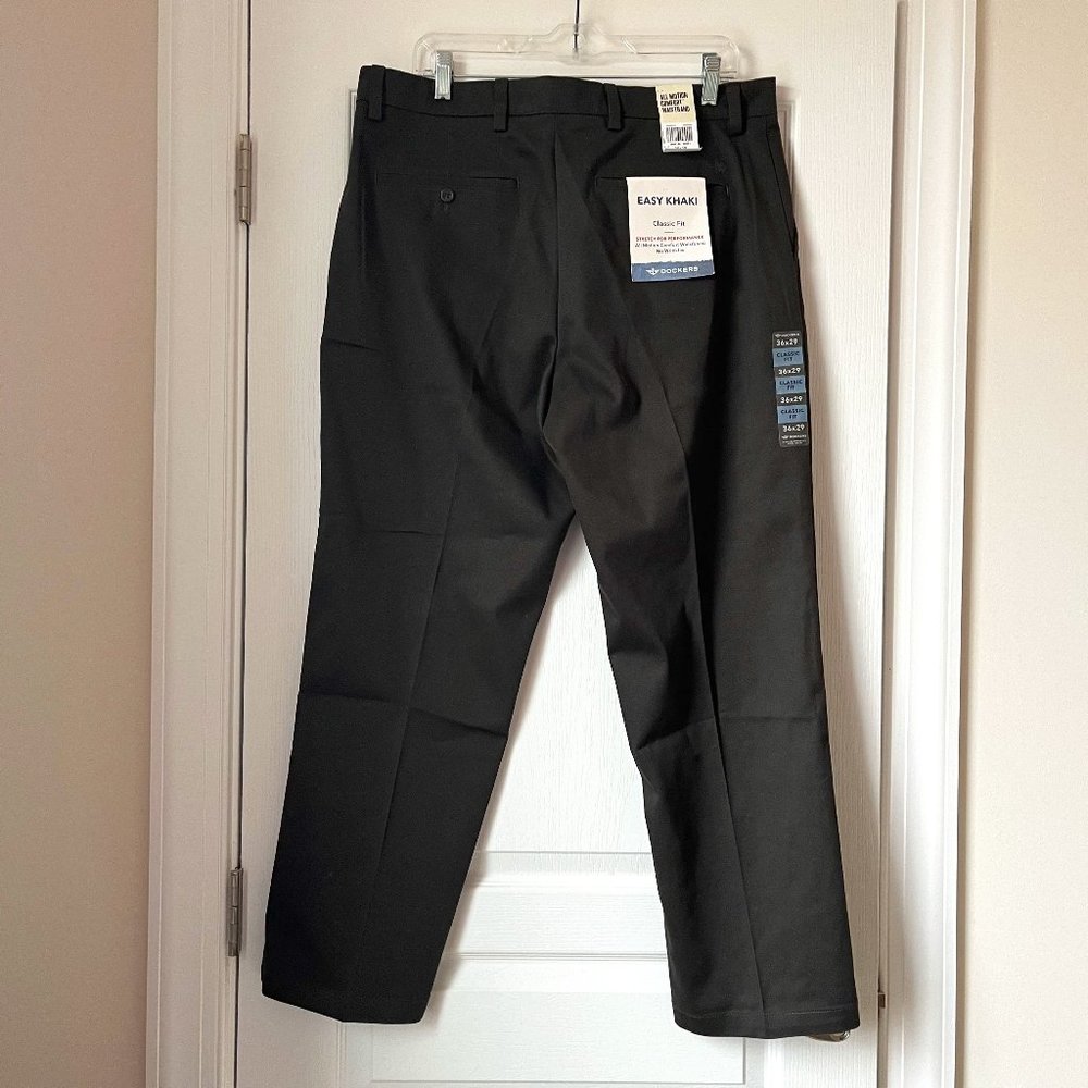 New Men's Dockers Easy Khaki Classic Fit All Motion Comfort Waistband Black36x29